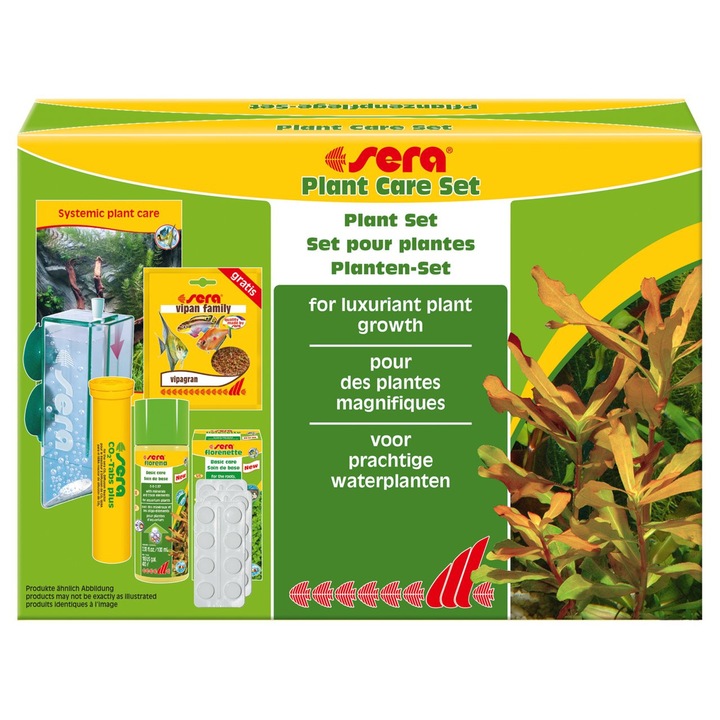 Set de ingrijire a plantelor Sera, sistem complet de fertilizare pentru acvarii de pana la 120l, CO2, ingrasamant lichid 100ml, 20 tablete CO2, 24 tablete Florenette