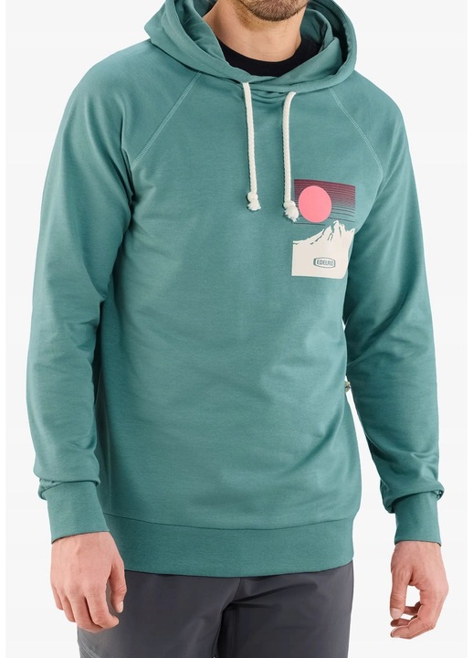 Hanorac sport barbati Edelrid Tecu Hoody, confortabil, gluga, albastru, bumbac organic, XL INTL