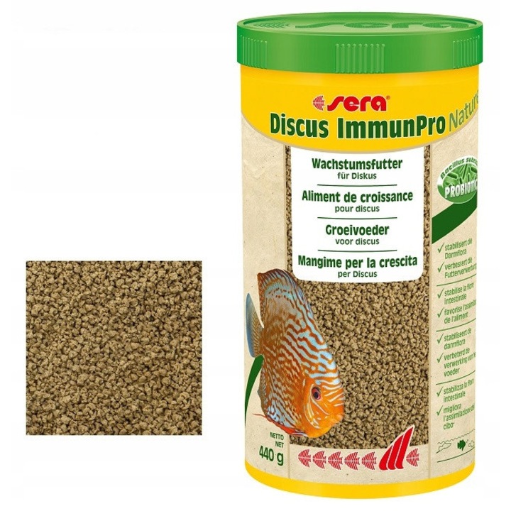Hrană pentru pești Sera Discus ImmunPro Nature, 1000ml, probiotice, nivel ridicat de proteine