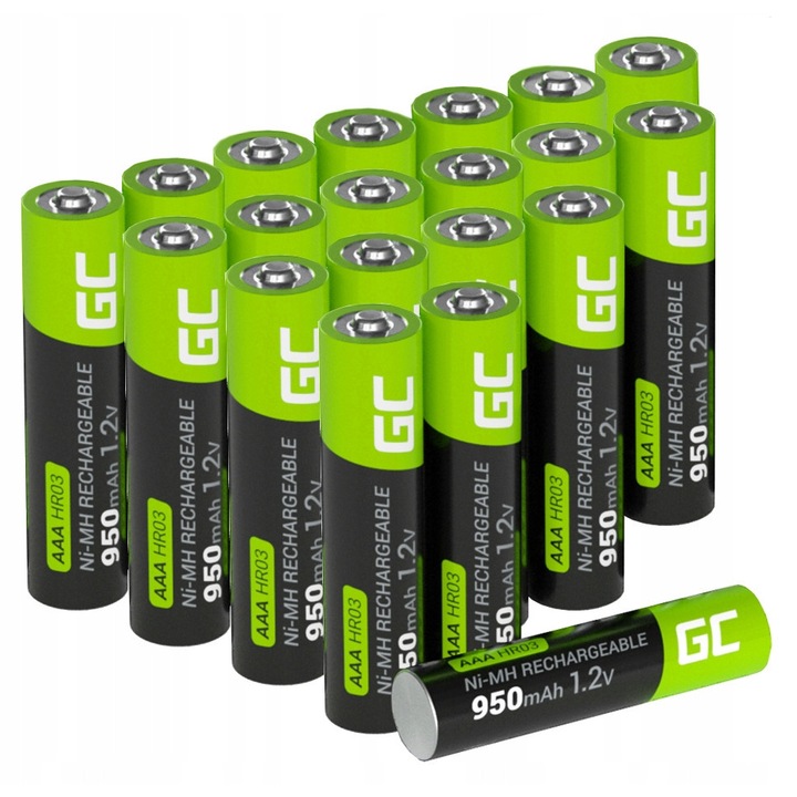 Set 20x Acumulatoare AAA Green Cell 950mAh Ni-MH, 1.2V, 10.5x44.5mm