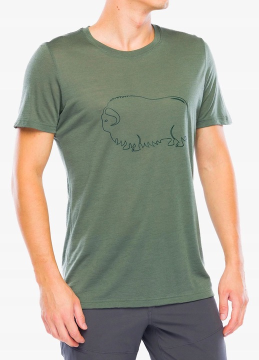 Férfi póló, Dovre, Wool Light, zöld, gyapjú anyag, XL INTL