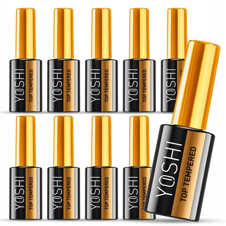 Set 9+1 Top hibrid TEMPERED 10ml, Yoshi, rezistent, pentru unghii
