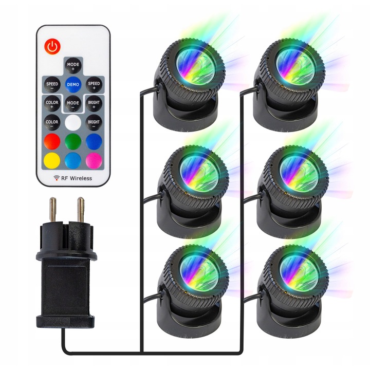 Set de 6 lampi LED RGB Hydroogrod pentru iaz, iluminare multicolor, rezistente la apa, 50x55mm