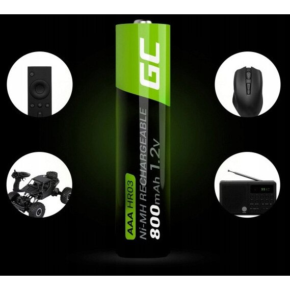 Set 12 Baterii R3 AAA 800mAh Green Cell pentru Lampi Solare de Gradina ...