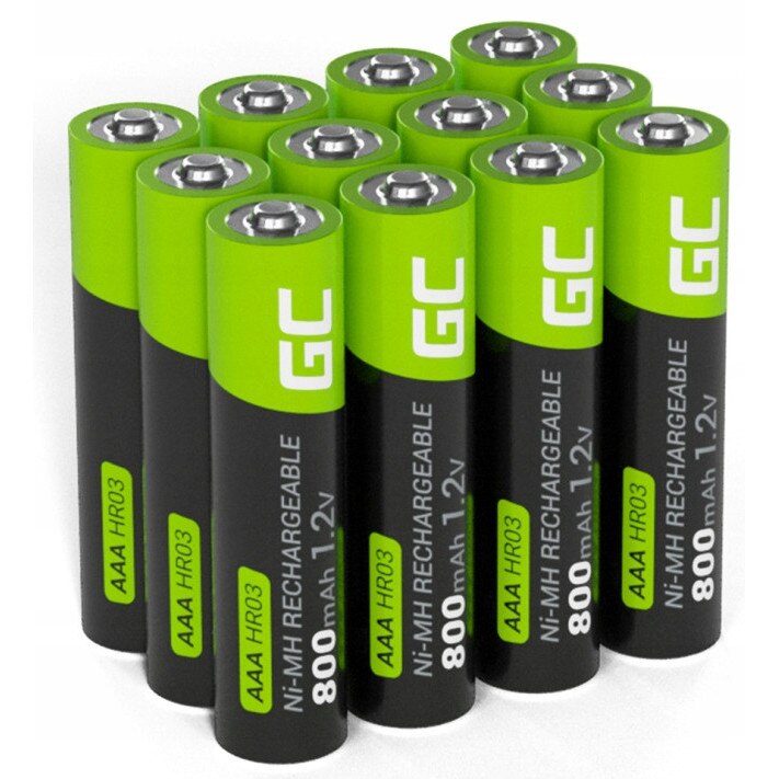 Set 12 Baterii R3 AAA 800mAh Green Cell pentru Lampi Solare de Gradina ...
