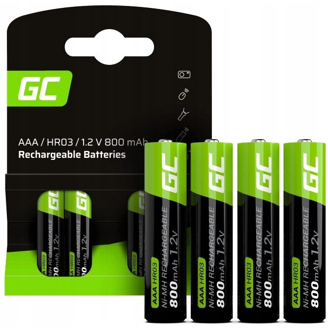Set 12 Baterii R3 AAA 800mAh Green Cell pentru Lampi Solare de Gradina ...