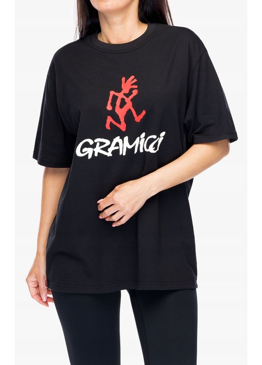Gramicci Logo Tee uniszex póló, pamut, fekete, laza szabású, kerek nyakú, S INTL