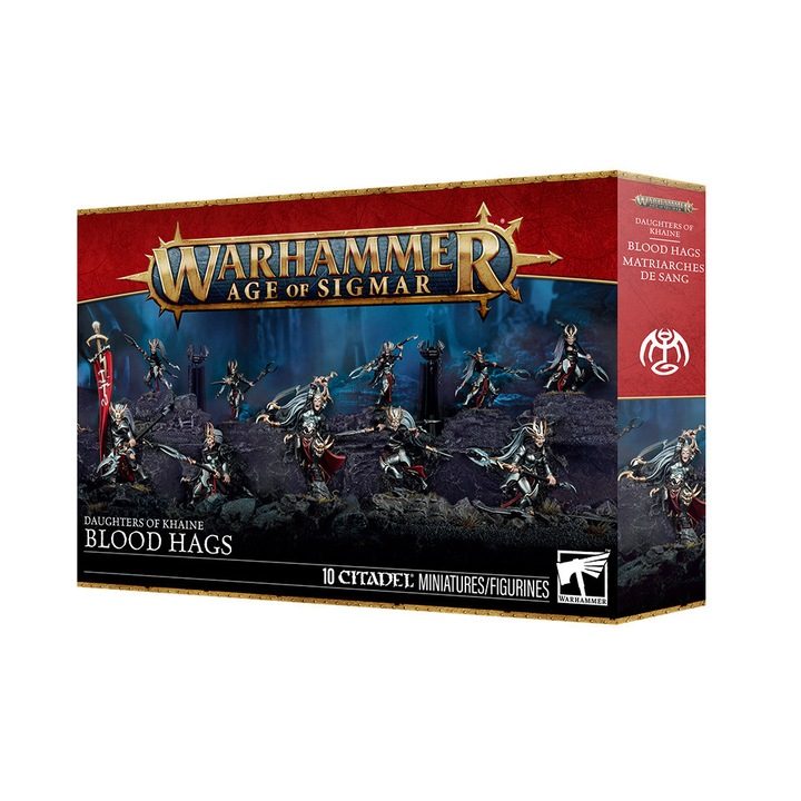 Warhammer Age of Sigmar játékkiegészítő, Blood Hags Daughters of Khaine, Games Workshop, 10 összeszerelhető modell, szürke