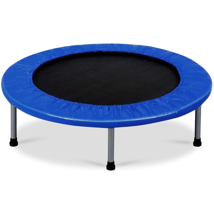 Trambulina Interior-Exterior, Luckylu®, pentru copii, cadru solid din otel, plasa din nylon, Suporta pana la 70 kg, negru-albastru, 97 x 23 cm