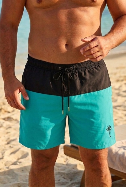 Sort de baie marime mare barbati, pantalon scurt, buzunare, material care respinge apa M0679 turcoaz 15429, Verde