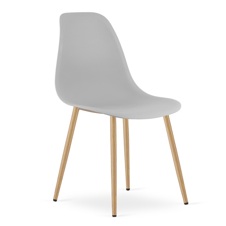 Scaun birou modern, LEOBERT, model WAT, sezut din polipropilen, picioare metalice, gri, 84x46x51cm