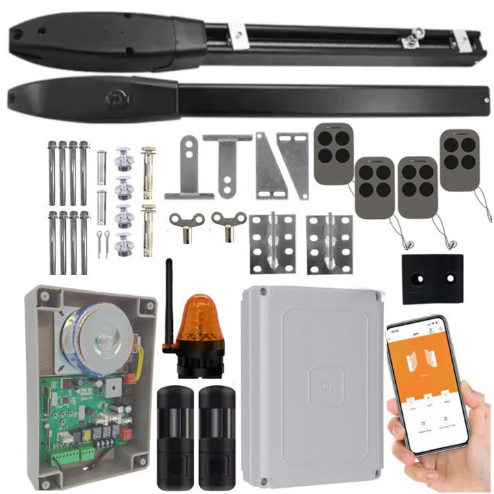 Set automatizare poarta cu doua aripi Delmar DE300WiFi, 2x3m, 400kg, 4xPilot, fotocelule, lampa de semnalizare