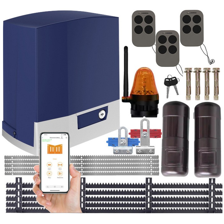 Set automatizare poarta glisanta DP1000WiFi, 3x pilot, 5x lista, lampa, 1000kg, 230V