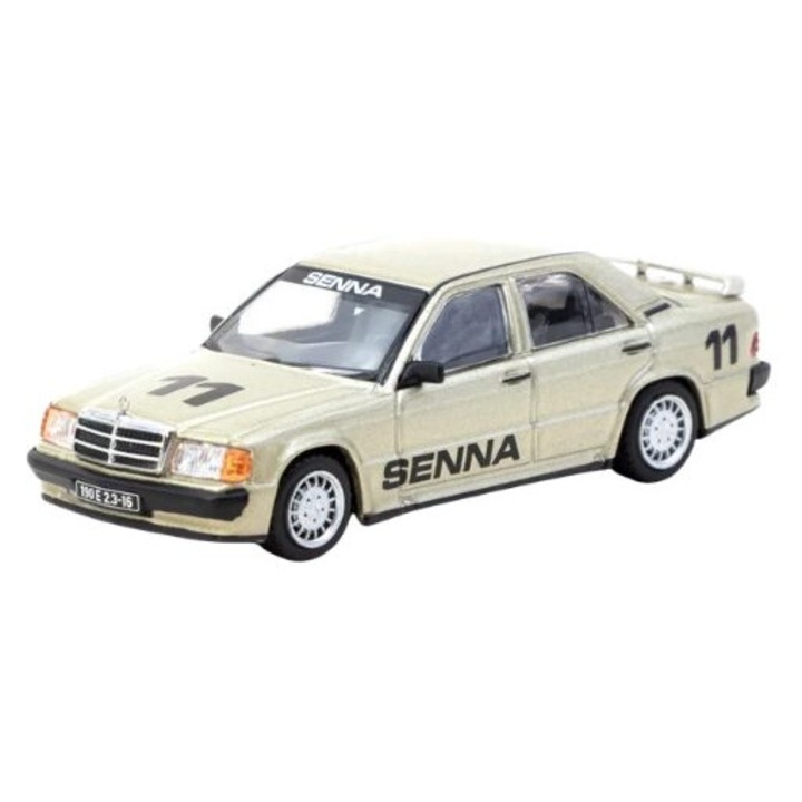 Mercedes-Benz 190 E 2.3-16 Ayrton Senna Race of Champions 1984 ezüst 1:64 Tarmac Works autómodell