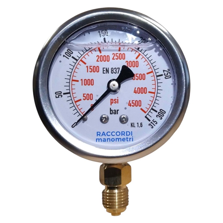 Manometru radial, Hydron, MG1-63, 315 bar, 1/4", 63 mm, glicerina, inox