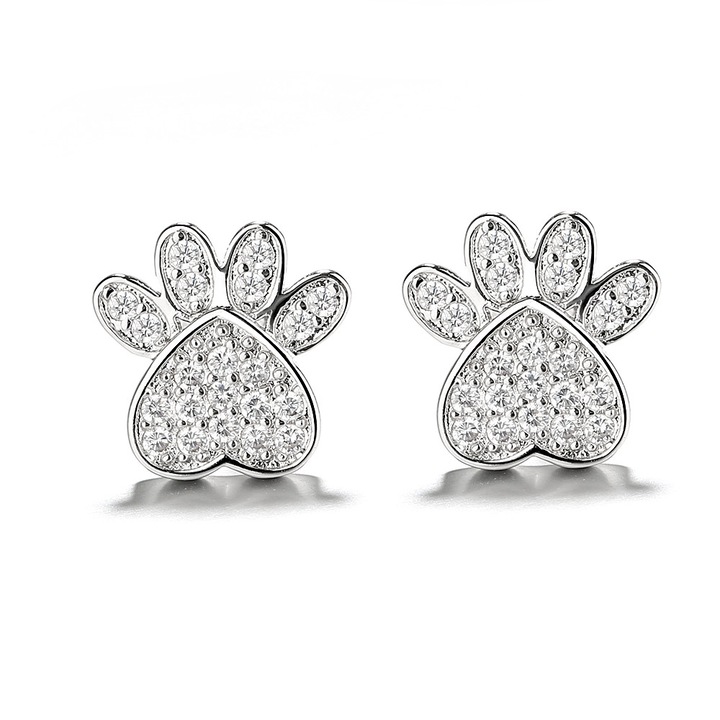 Cercei dama, argintii cu zirconii, Shenzen, 0,925, design labe, confortabili