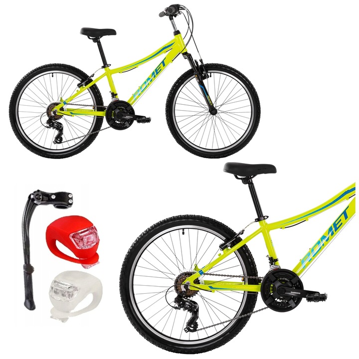 Bicicleta montana Romet Rambler 24", 21 viteze, cadru S-13", amortizata, alba