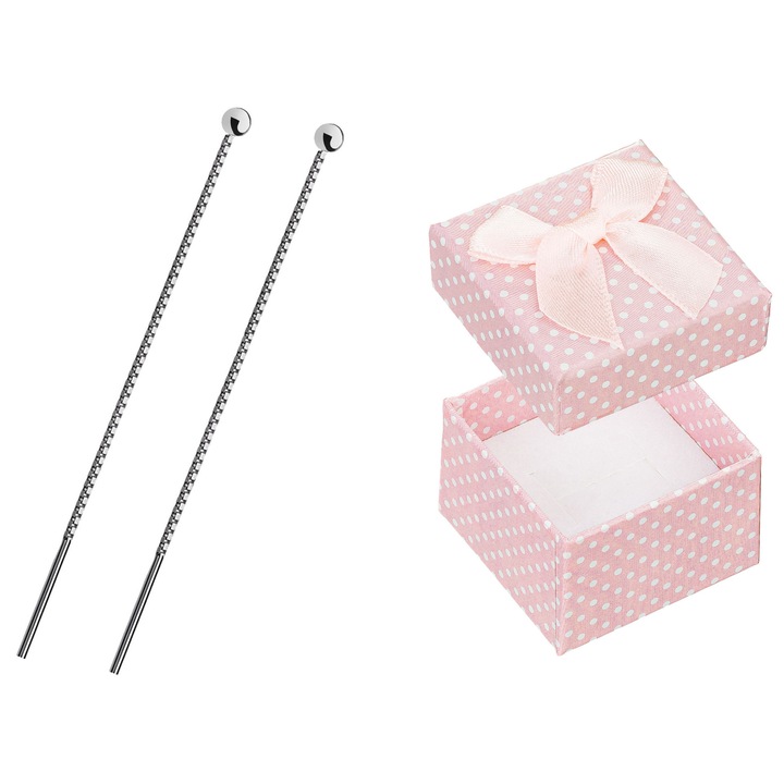 Cercei lungi din argint cu bilute de 3mm, set bijuterii dama