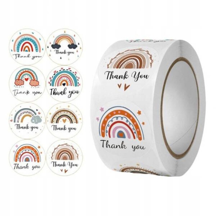 Öntapadós "Thank You" címke szett, 25mm, többszínű, 500 darab