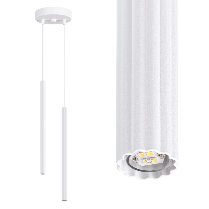 Lampa suspendata Sollux ARCHE 2P, alba, design minimalist, 1x60W, 30x45cm