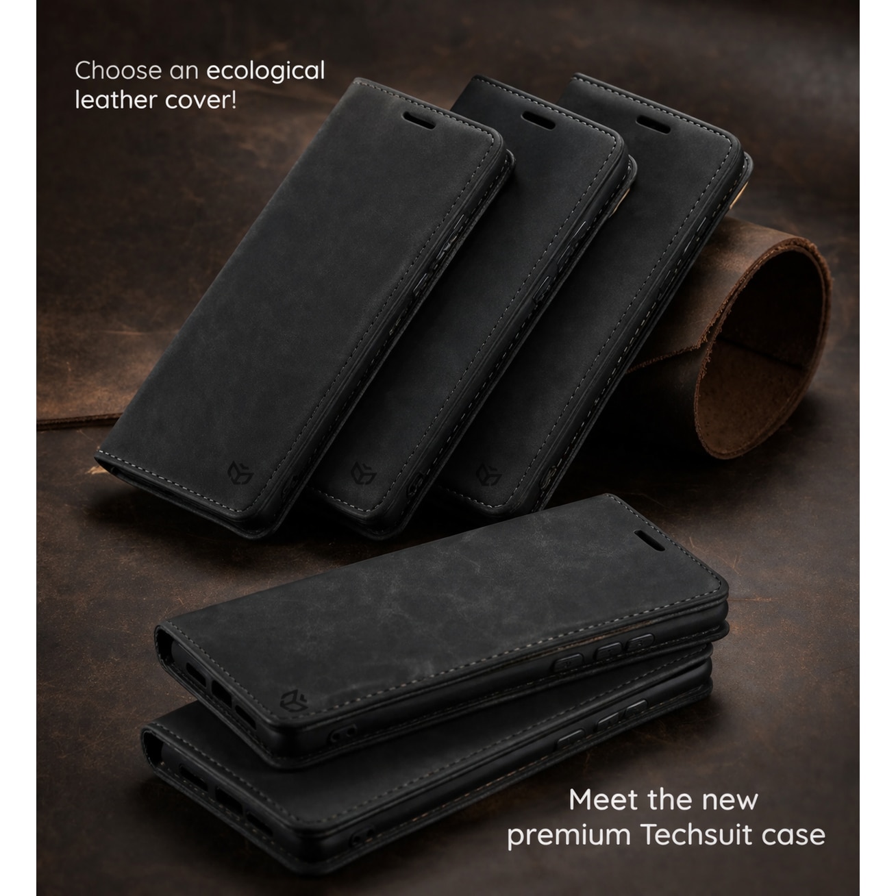 Husa Flip LeatherEco pentru Xiaomi 15T Pro, Buzunar Card, Inchidere Magnetica Puternica, Piele ecologica, Negru