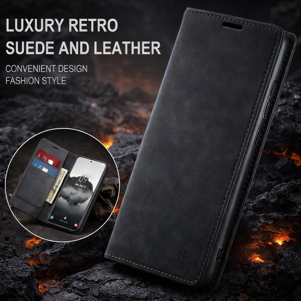 Husa Flip LeatherEco pentru Xiaomi 15T Pro, Buzunar Card, Inchidere Magnetica Puternica, Piele ecologica, Negru