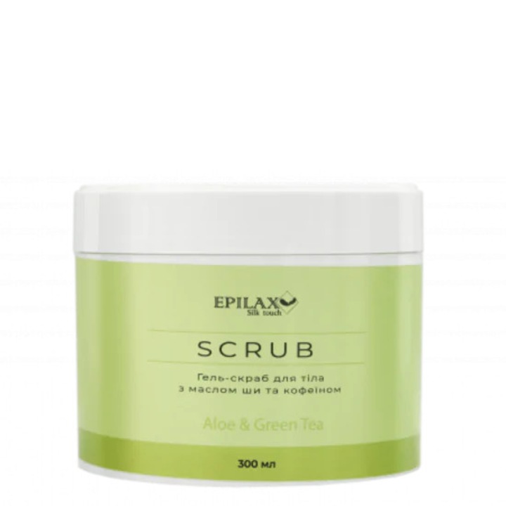 Epilax Aloe&Green testradír 300 ml, shea vajjal és koffeinnel, hámlasztásra és hidratálásra