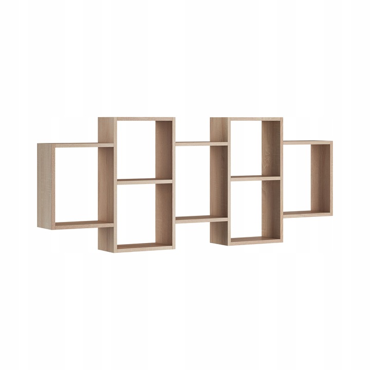 Bratex modern polc, 7 rekeszes, sonoma tölgy, 161x18x65cm, függőleges vagy vízszintes szerelés