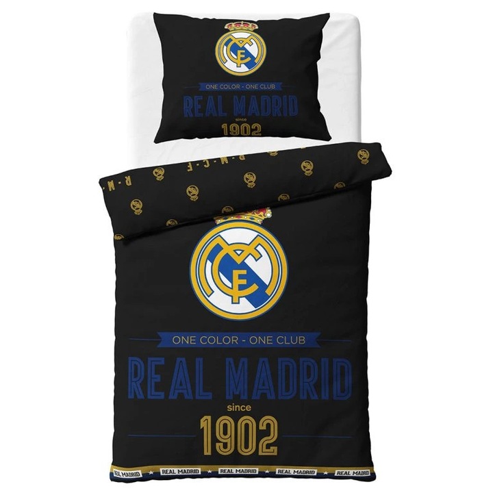 Carbotex ágynemű, 140x200cm-es szett, pamut, dupla grafika, Real Madrid rajongóknak