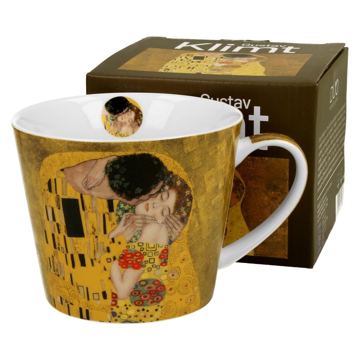 Порцеланова чаша DUO 600 ml, дизайн THE KISS, бежово и бяло