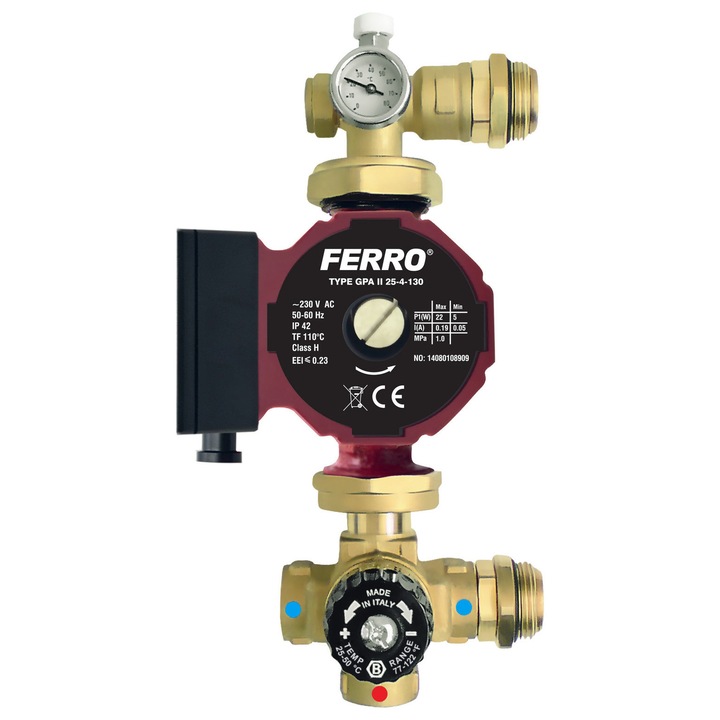 Grupa de amestecare pentru distribuitor 1" cu pompa electronica 25-4 130, Ferro