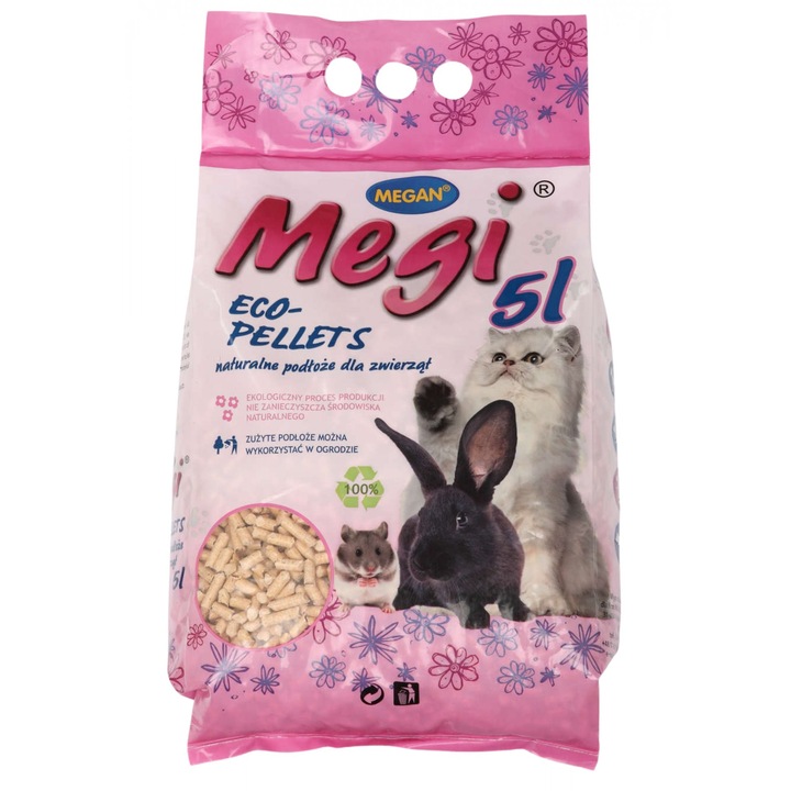 Megi Eco Pellets, asternut natural pentru animale, 100% natural, 5L