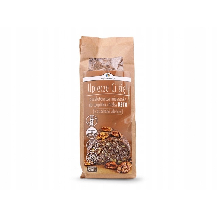 Amestec de paine fara gluten PIEC PRZEMIAN 500 g cu nuci, vegan, fara zahar