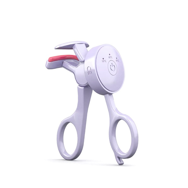 Curler electric pentru gene, set, 3 niveluri de temperatura, violet, 5.5x9.8cm