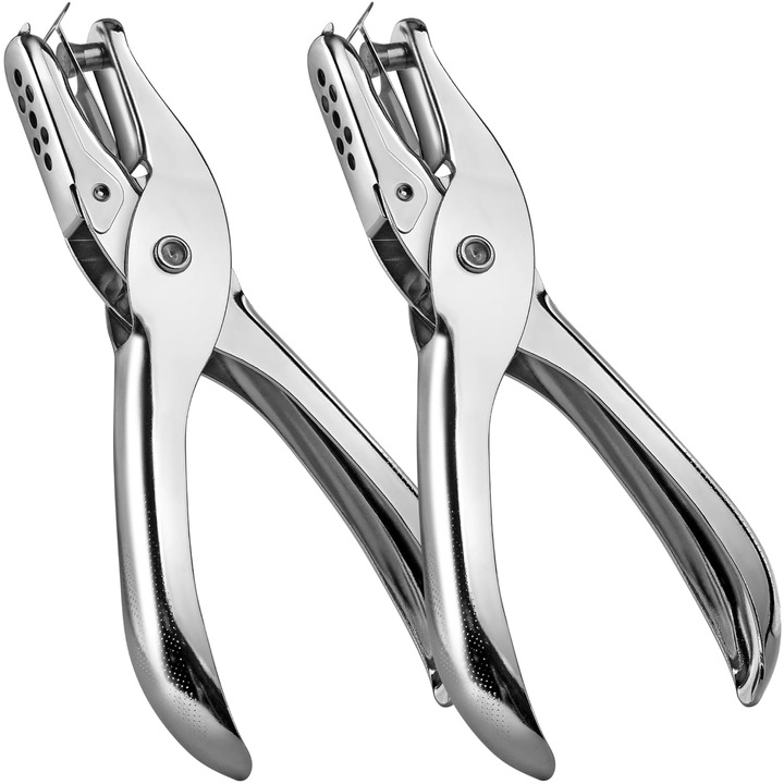 2 db kézi lyukasztó készlet, ergonomikus kialakítás, 6 mm-es kerek lyukak, tartós fém