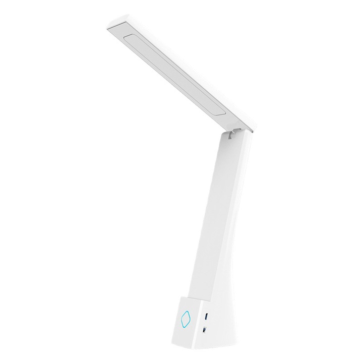 LED asztali lámpa, összecsukható, 3 színmód, kompakt, tanuláshoz, fehér