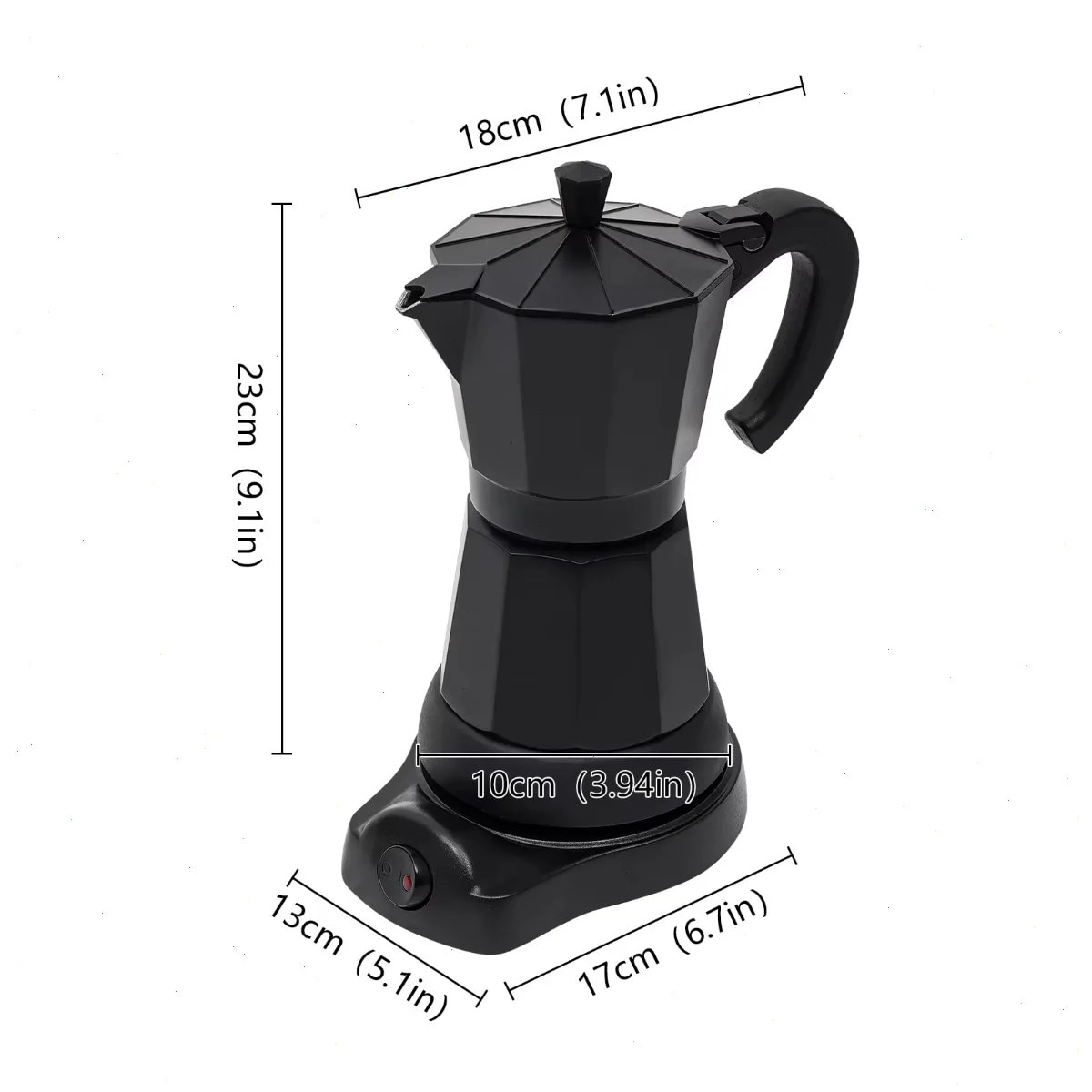 Cafetiera Moka, capacitate 300 ml, putere 480 W, design modern, neagra