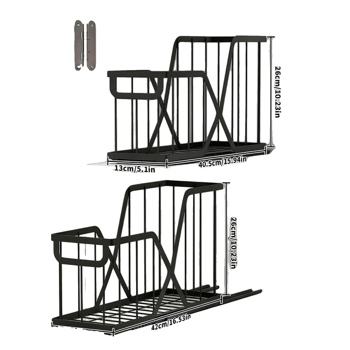 Organizator sertar, design extensibil, capacitate mare, negru, dimensiuni compacte