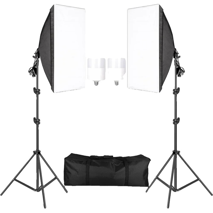 Kit Softbox cu suport ajustabil, 40W LED, 50x70cm, multicolor