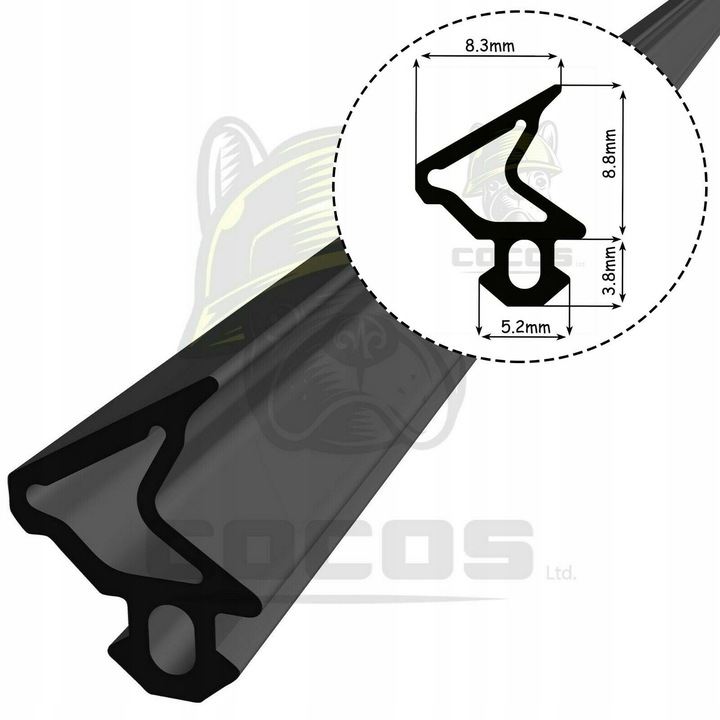 Tömítés PVC vasalatokhoz S-1110, 1m, fekete