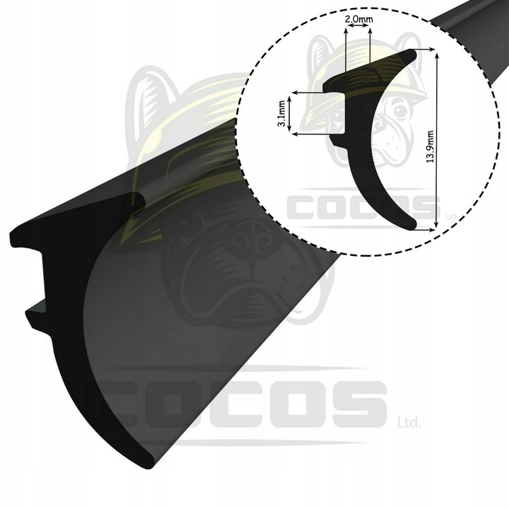 Garnitura din cauciuc EPDM pentru ferestre si usi PVC WS008 neagra 1m – garnitura pentru ferestre, garnitura pentru usi, profil de etansare KYCT