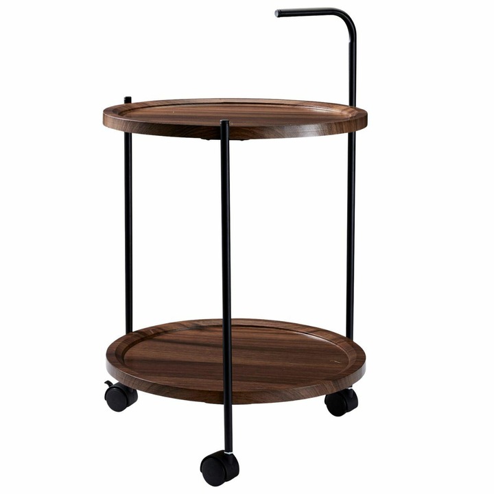 Mese mobila HowHomely, 2 blaturi, metal negru, lemn, 40x67cm