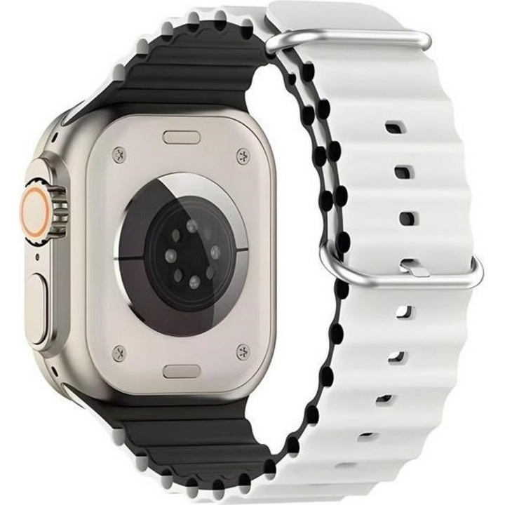 Curea pentru ceas Apple Watch Beline Silicone Waves, alb-negru, 38x40x41mm