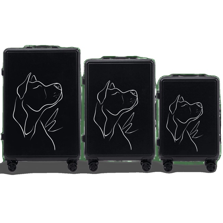 Bőrönd szett, tartós ABS anyag, sokoldalú méretek, fekete