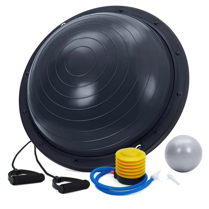Minge fitness, design anti-alunecare, capacitate 1600 lbs, neagra, set complet cu benzi de rezistenta