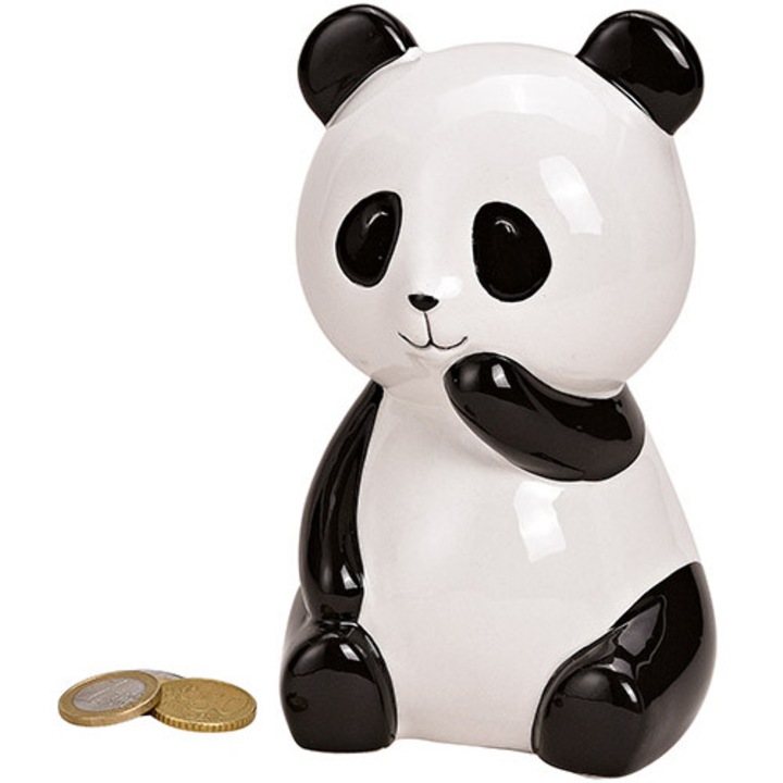 Pusculita ceramica Panda, G.Wurm, alb-negru, 15,5cm