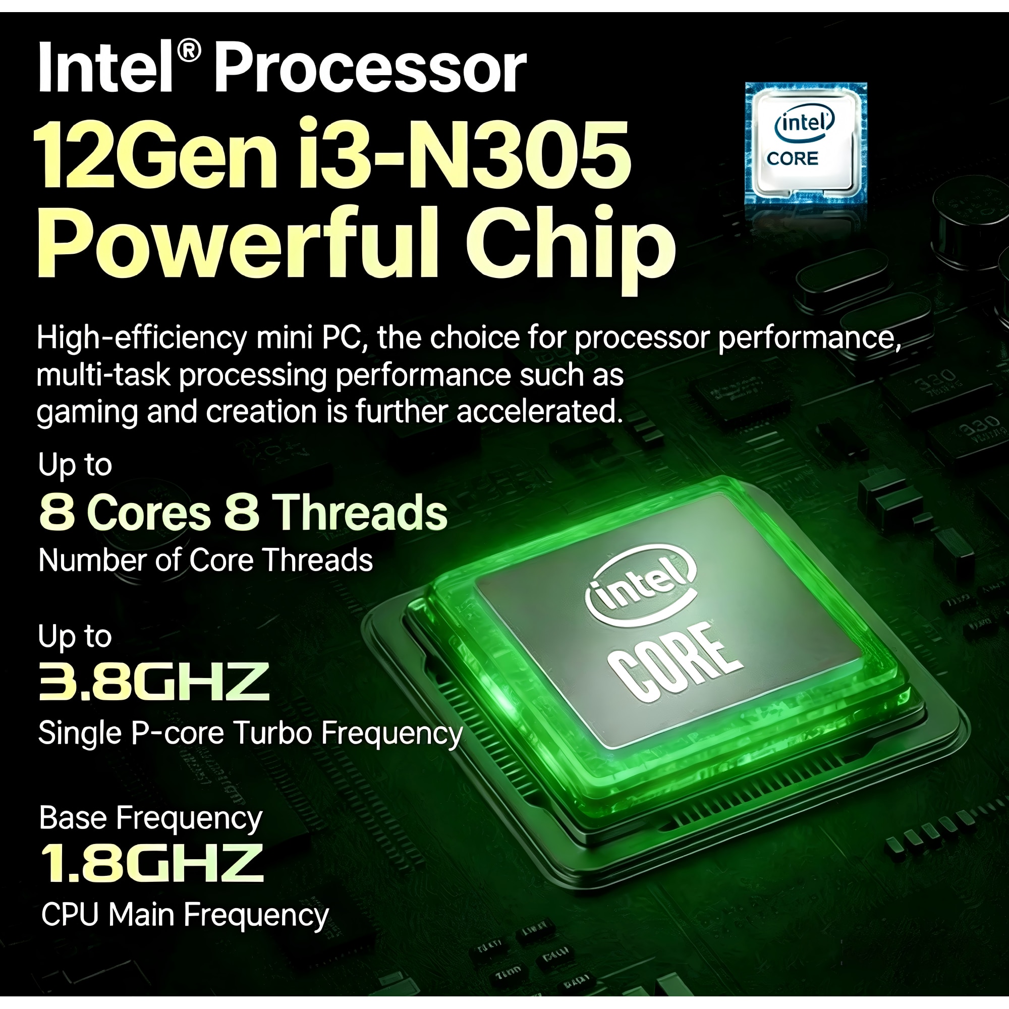 Mini PC, Intel Core i3-N305, 16GB RAM, 512GB SSD, GTX 1060 6G