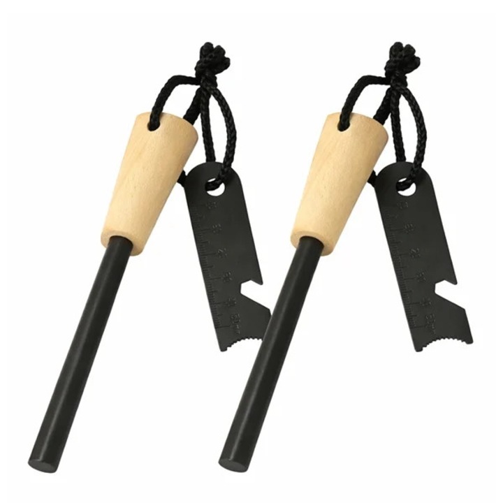 2 db DEPOX® robust túlélő lapát fém nyéllel és multifunkciós kaparóval, fa, 12 cm