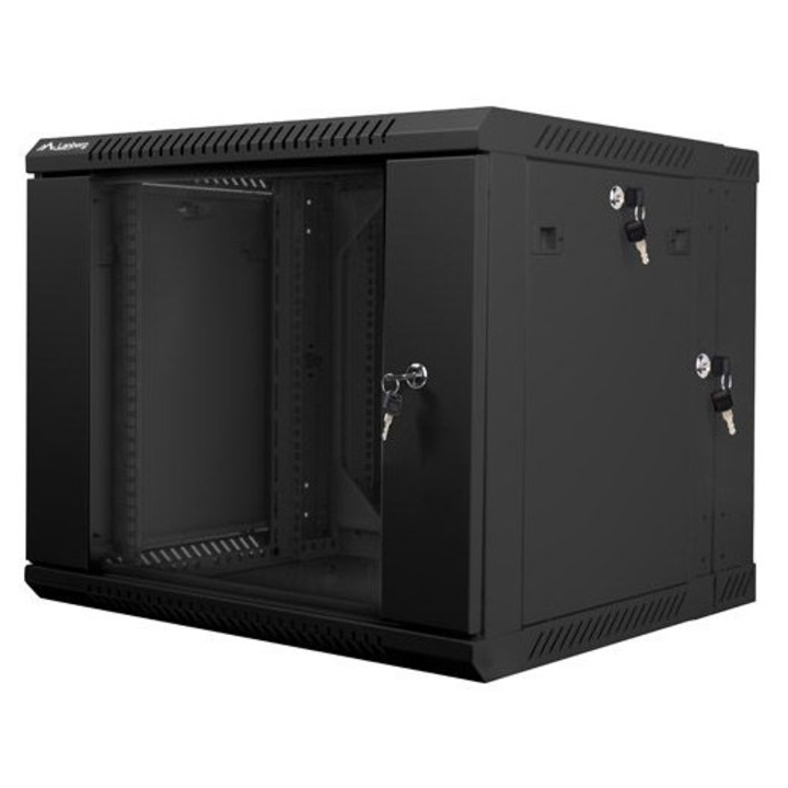 Lanberg 19" 9U Falra szerelhető Rackszekrény Black, 296579, Rackszekrény