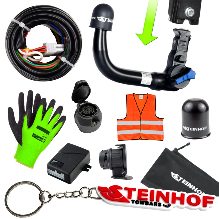 Hak de tractare Steinhof pentru Audi A6 C7 4G Sedan 2010-2018, cu modul si cablu electric 13 PIN, set complet